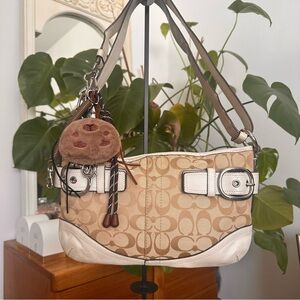 Coach Stylish Beige and White Women's Bag